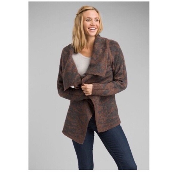 Prana Sweater Womens Medium Weathered Wood Alberta Reversible Open‎ Cardigan - Picture 2 of 13
